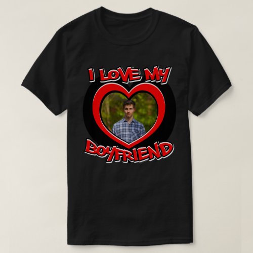 I Love my Boyfriend Graffiti Heart Frame Red T_Shi T_Shirt