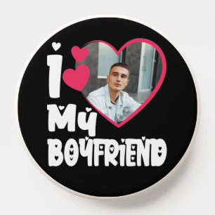 I Love My Boyfriend Heart Personalized Photo PopSocket