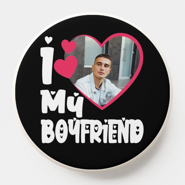 I Love My Boyfriend Heart Personalized Photo PopSocket (Popsocket)