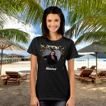 I love my boyfriend heart photo name T-Shirt<br><div class="desc">Add a name and a photo inside the heart shaped frame. With golden hearts as decor.</div>