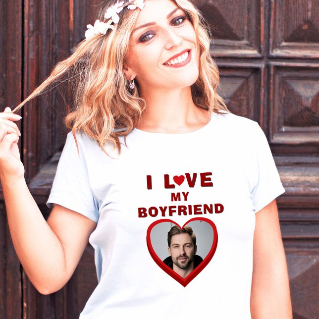 I love my Boyfriend Heart Photo T-Shirt (Creator Uploaded)
