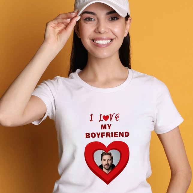 I love my Boyfriend Heart Photo T-Shirt (Creator Uploaded)