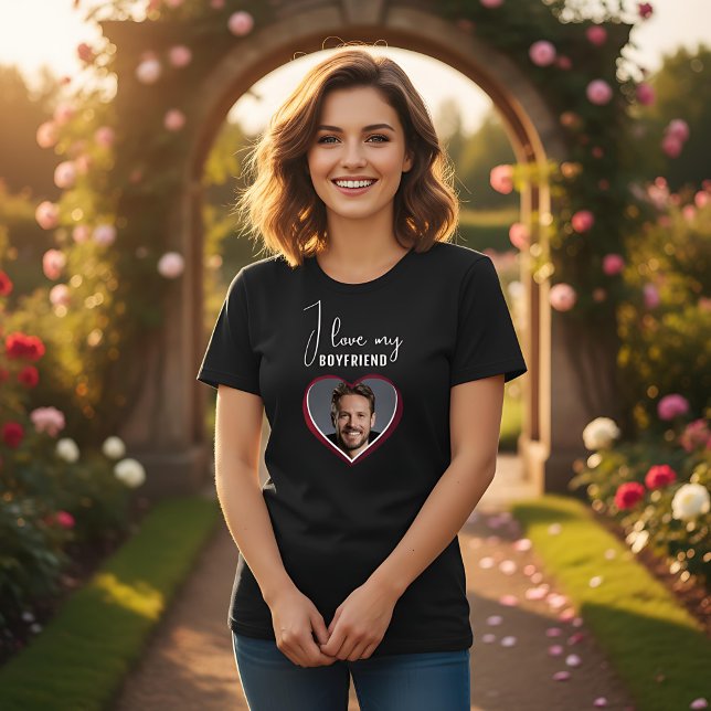 I love my Boyfriend Heart Photo Women T-Shirt (Creator Uploaded)