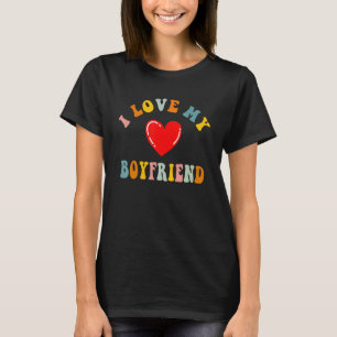 I Love My Boyfriend Heart Retro Valentines for Cou T-Shirt