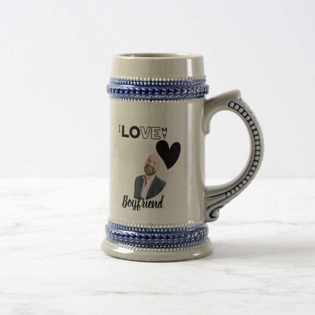 I Love My BOYFRIEND Husband DAD Grandpa Brother Beer Stein (Right)