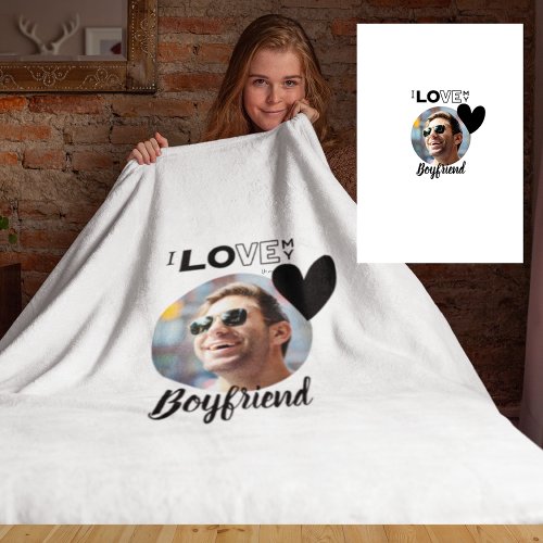 I Love My BOYFRIEND Husband DAD Grandpa Brother Fleece Blanket