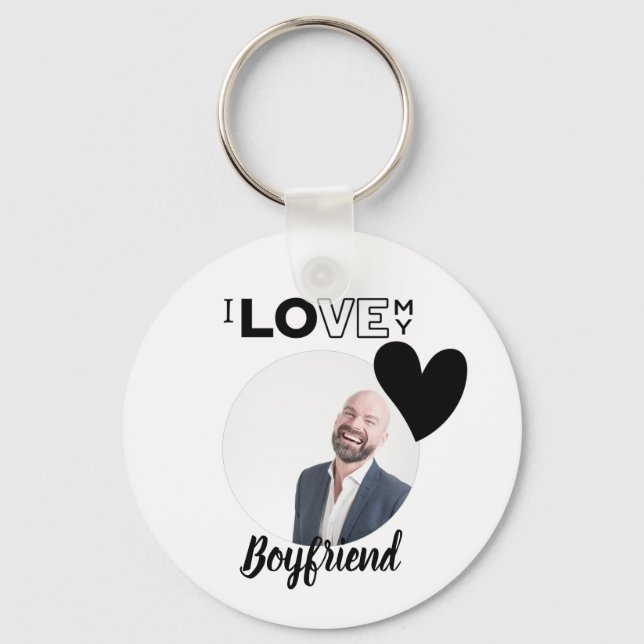 I Love My BOYFRIEND Husband DAD Grandpa Brother Keychain (Front)
