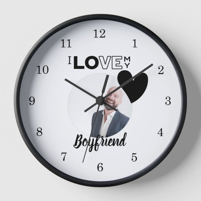 I Love My BOYFRIEND Husband DAD Grandpa Brother Ro Clock (Front)