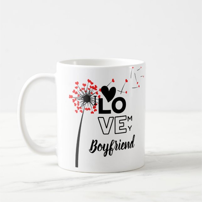 I Love My BOYFRIEND - Modern personalized Custom Coffee Mug (Left)