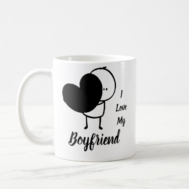 I Love My BOYFRIEND - Modern personalized Custom Coffee Mug (Left)