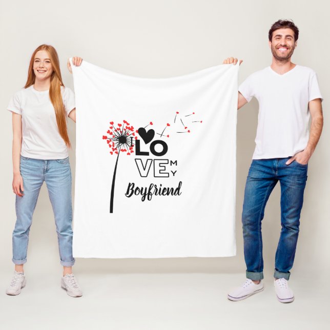 I Love My BOYFRIEND - Modern personalized Custom Fleece Blanket (In Situ)