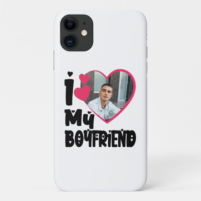 I Love My Boyfriend Personalized Photo Case-Mate iPhone Case (Back)