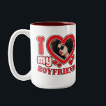 I Love My Boyfriend Personalized Photo Heart Gift Two-Tone Coffee Mug<br><div class="desc">I Love My Boyfriend Personalized Photo Heart Gift</div>