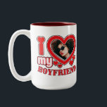 I Love My Boyfriend Personalized Photo Heart Gift Two-Tone Coffee Mug<br><div class="desc">I Love My Boyfriend Personalized Photo Heart Gift</div>