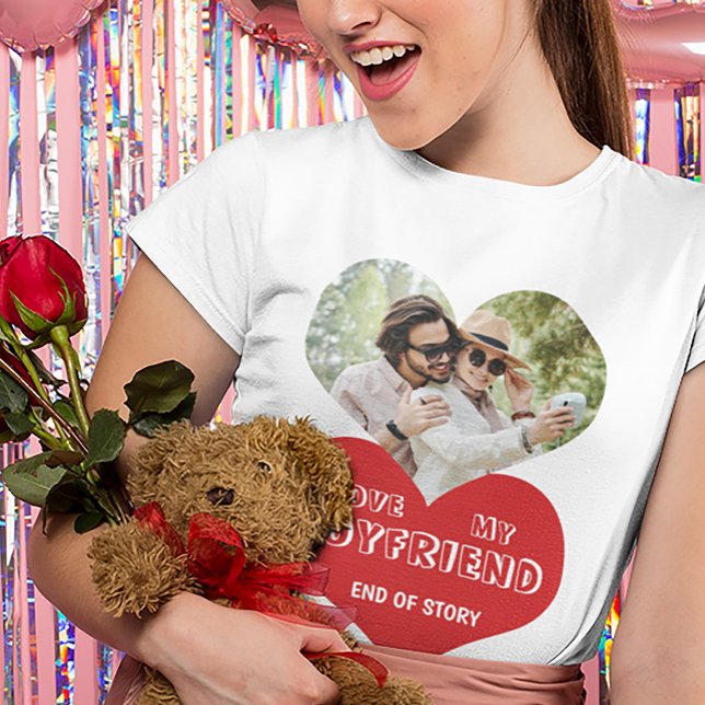 I love my boyfriend personalized photo heart T-Shirt (Creator Uploaded)