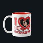 I Love My Boyfriend Personalized Two-Tone Coffee Mug<br><div class="desc">I Love My Boyfriend Personalized Photo and Text</div>