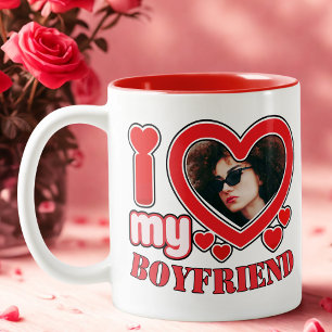 I Love My Boyfriend Personalized Two-Tone Coffee Mug