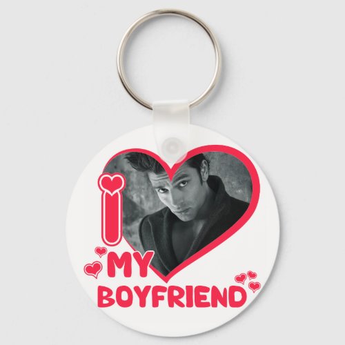 I Love My Boyfriend Photo Heart Valentines Love Keychain
