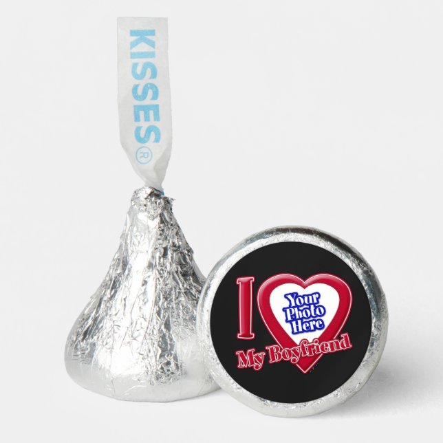 I Love My Boyfriend Photo Red Heart Black Hershey®'s Kisses® (Front)