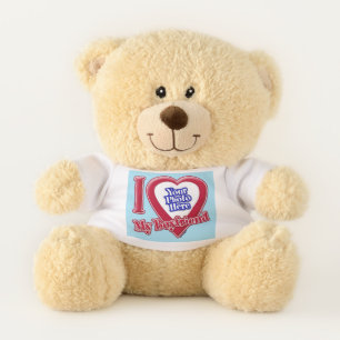 I Love My Boyfriend Photo Red Heart Blue Horizon Teddy Bear