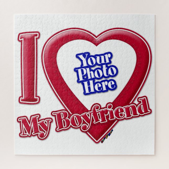 I Love My Boyfriend Photo Red Heart Jigsaw Puzzle (Vertical)