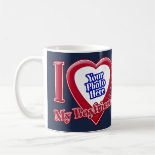 I Love My Boyfriend Photo Red Heart Navy Blue Coffee Mug