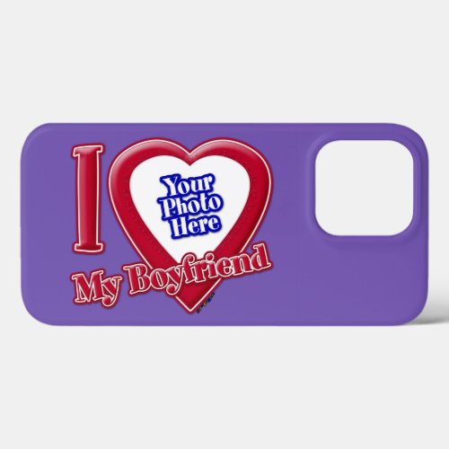 I Love My Boyfriend Photo Red Heart Purple iPhone 13 Pro Case