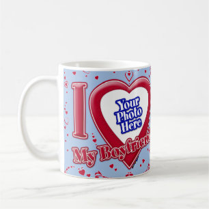 I Love My Boyfriend Photo Red Hearts Baby Blue Coffee Mug