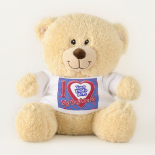 I Love My Boyfriend Photo Red Hearts Deep Royal Bl Teddy Bear
