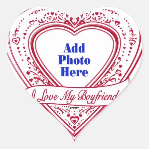 I Love My Boyfriend Photo Red Hearts Heart Sticker
