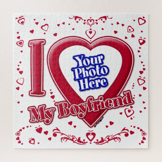 I Love My Boyfriend Photo Red Hearts Jigsaw Puzzle (Vertical)