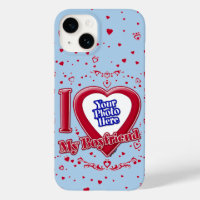 I Love My Boyfriend Photo Red Hearts Light Blue