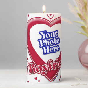 I Love My Boyfriend Photo Red Hearts Pillar Candle