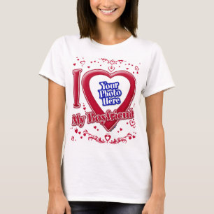 I Love My Boyfriend Photo Red Hearts T-Shirt