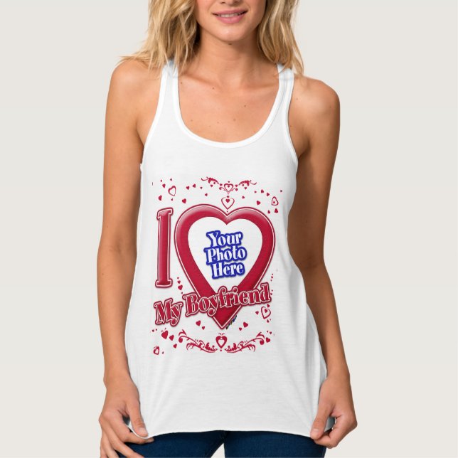 I Love My Boyfriend Photo Red Hearts T-Shirt Tank Top (Front)