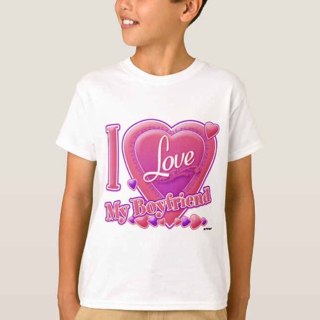I Love My Boyfriend pink/purple - hearts T-Shirt (Front)