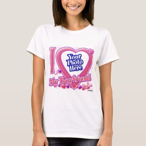 I Love My Boyfriend pinkpurple _ photo T_Shirt