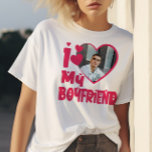 I Love My Boyfriend Red Heart Custom Photo T-shirt at Zazzle