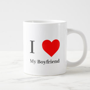 I love My Boyfriend & Red Heart Giant Coffee Mug