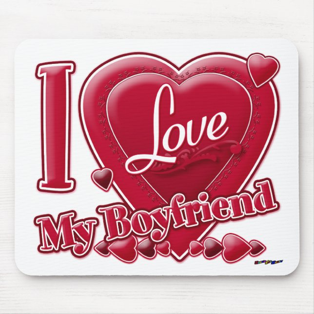 I Love My Boyfriend red - heart Mouse Pad (Front)