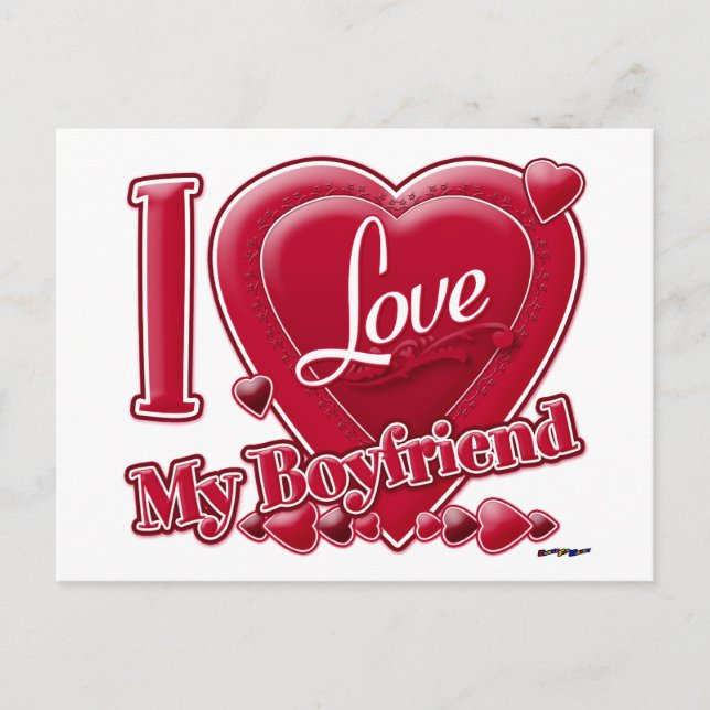 I Love My Boyfriend red - heart Postcard (Front)