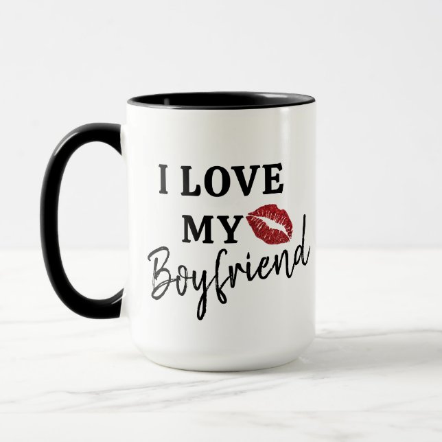 I Love My Boyfriend Romantic Coffee Mug (Left)