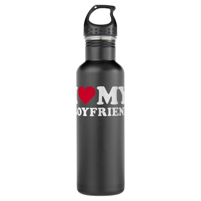 I love my boyfriend stainless steel water bottle (Front)