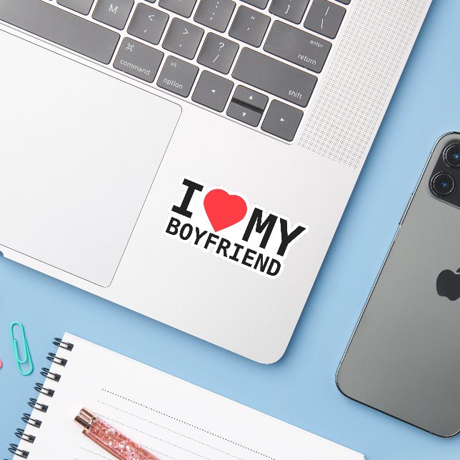 I Love My Boyfriend Sticker (Laptop w/ iPhone)