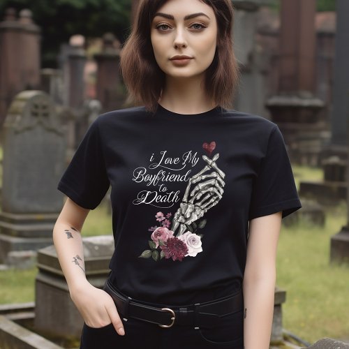 I Love My Boyfriend to Death Skeleton Hand Heart Tri_Blend Shirt