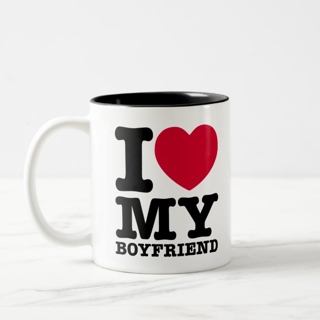 I LOVE MY Boyfriend Two-Tone Coffee Mug (Left)