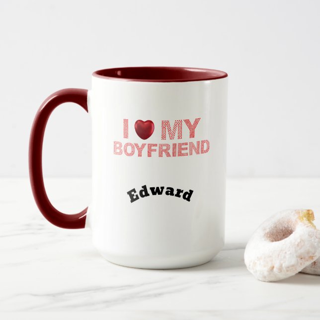 I Love my Boyfriend two-tone Mug (With Donut)