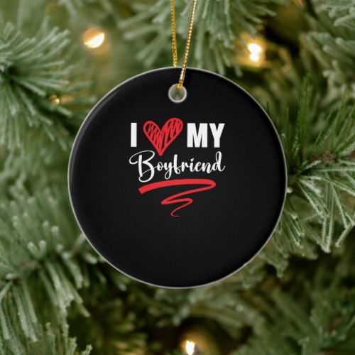 I Love My Boyfriend Valentines Day Cupid Love Ceramic Ornament