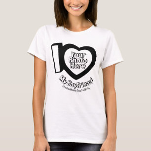 I love My Boyfriend with Photo Valentines Black T-Shirt
