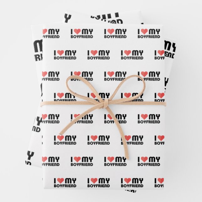 I Love My Boyfriend Wrapping Paper Sheets (In situ)